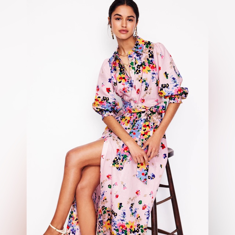 Boden Clara Linen Blend Shirt Dress